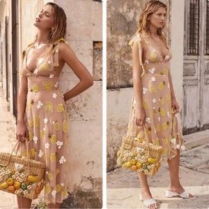 NWT For Love & Lemons Fruit Punch Sequin Midi Dress